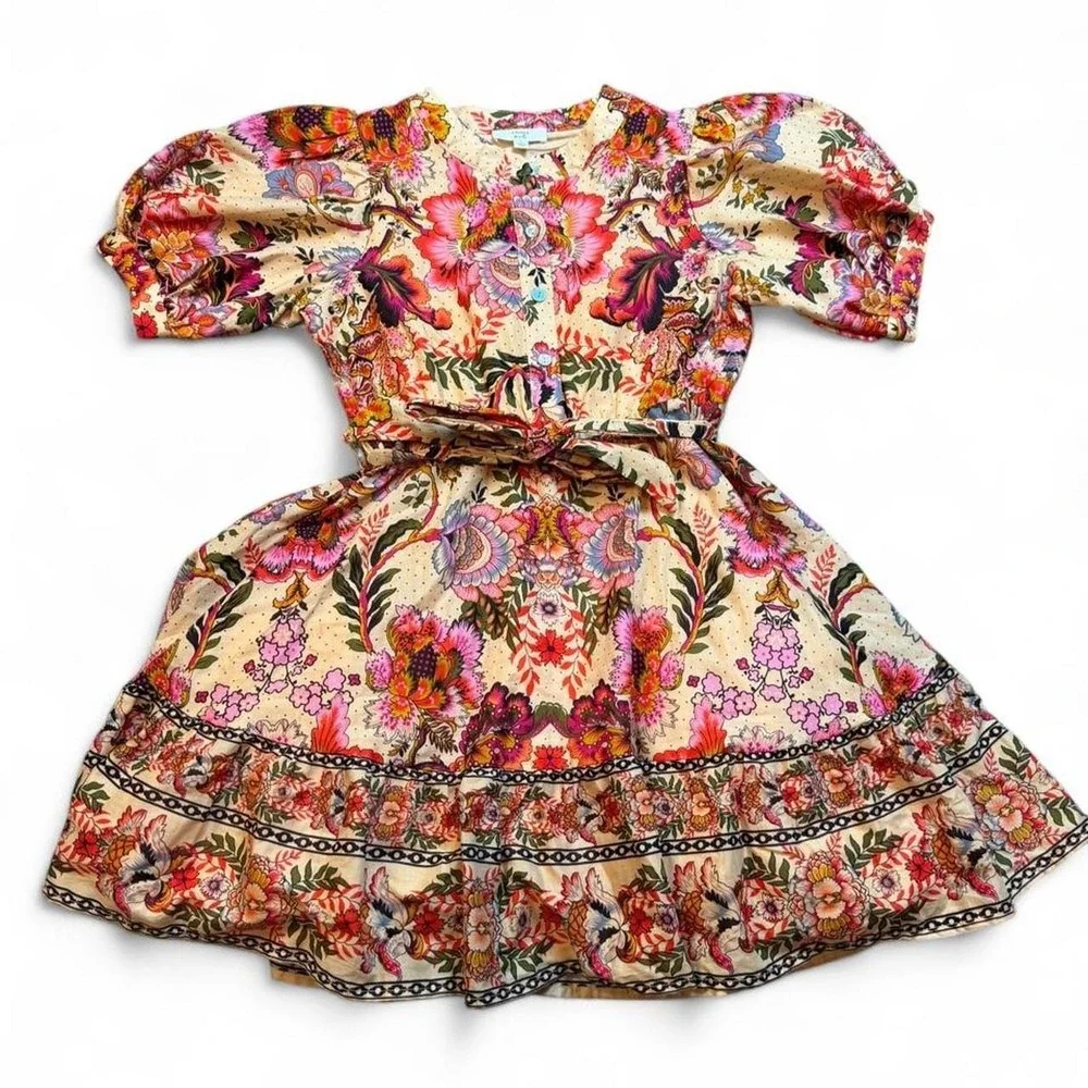 A Loves A Girls Puffy Tulle Floral multicolor Dress Cotton size youth large
